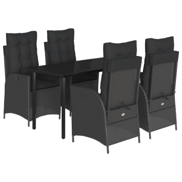 Set mobilier de grădină cu perne, 5 piese, negru, poliratan - Img 2