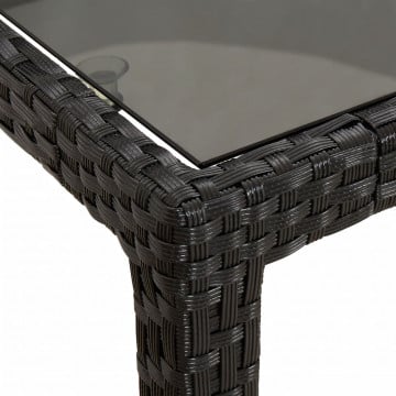 Set mobilier de grădină cu perne, 5 piese, negru, poliratan - Img 7
