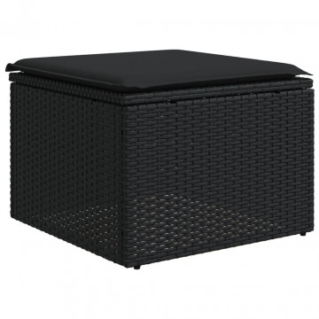 Set mobilier de grădină cu perne, 5 piese, negru, poliratan - Img 8