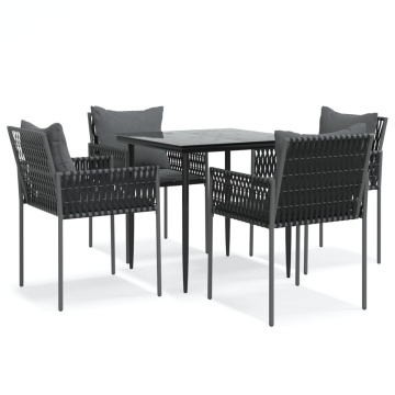 Set mobilier de grădină cu perne, 5 piese, poliratan și oțel - Img 2