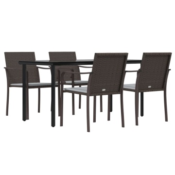 Set mobilier de grădină cu perne, 5 piese, poliratan și oțel - Img 3