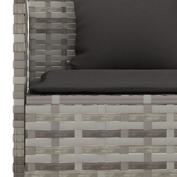 Set mobilier de grădină cu perne, 6 piese, gri, poliratan - Img 5