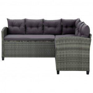 Set mobilier de grădină cu perne, 6 piese, gri, poliratan - Img 4