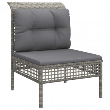 Set mobilier de grădină cu perne, 6 piese, gri, poliratan - Img 4