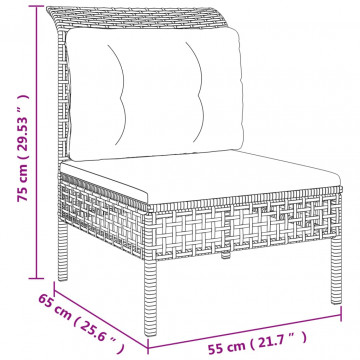 Set mobilier de grădină cu perne, 6 piese, gri, poliratan - Img 7