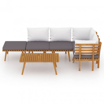 Set mobilier de grădină cu perne, 6 piese, lemn masiv acacia - Img 3