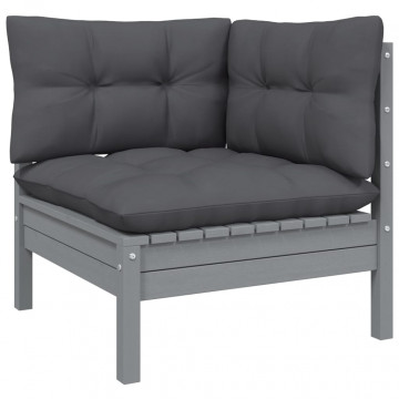 Set mobilier de grădină cu perne, 6 piese, lemn masiv de pin - Img 4