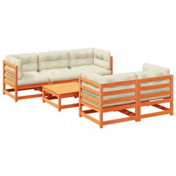 Set mobilier de grădină cu perne, 6 piese, lemn masiv de pin - Img 2