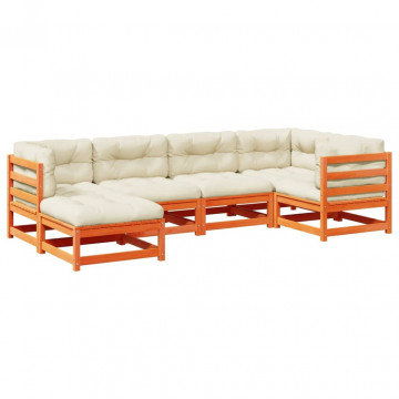 Set mobilier de grădină cu perne, 6 piese, lemn masiv de pin - Img 2