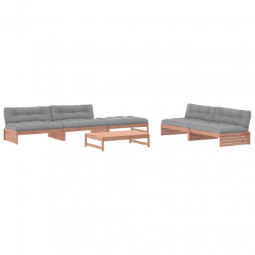 Set mobilier de grădină cu perne, 6 piese, lemn masiv Douglas - Img 2
