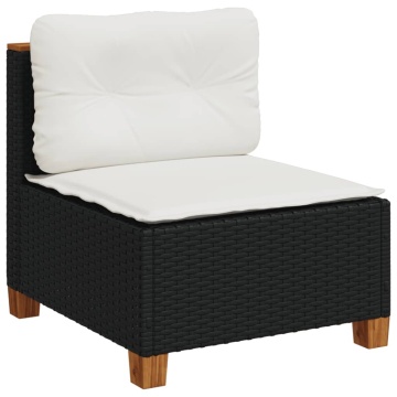 Set mobilier de grădină cu perne, 6 piese, negru, poliratan - Img 8