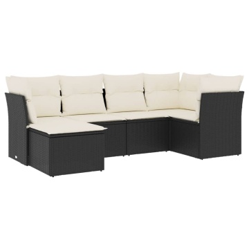 Set mobilier de grădină cu perne, 6 piese, negru, poliratan - Img 2