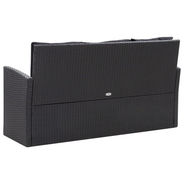 Set mobilier de grădină cu perne, 6 piese, negru, poliratan - Img 8
