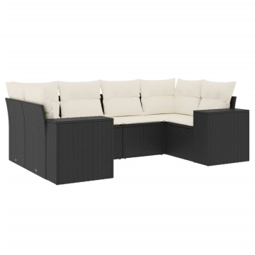 Set mobilier de grădină cu perne, 6 piese, negru, poliratan - Img 2