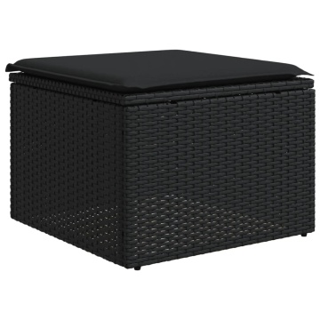Set mobilier de grădină cu perne, 6 piese, negru, poliratan - Img 4