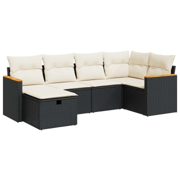 Set mobilier de grădină cu perne, 6 piese, negru, poliratan - Img 2