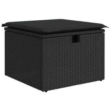 Set mobilier de grădină cu perne, 6 piese, negru, poliratan - Img 8
