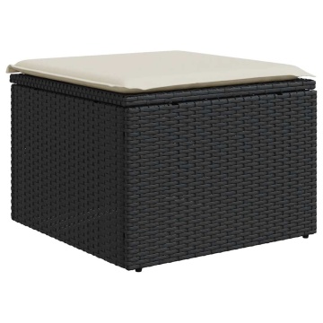 Set mobilier de grădină cu perne, 6 piese, negru, poliratan - Img 5