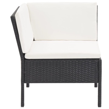 Set mobilier de grădină cu perne, 6 piese, negru, poliratan - Img 10