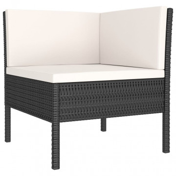 Set mobilier de grădină cu perne, 6 piese, negru, poliratan - Img 4