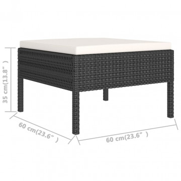 Set mobilier de grădină cu perne, 6 piese, negru, poliratan - Img 6