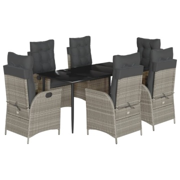 Set mobilier de grădină cu perne, 7 piese gri deschis poliratan - Img 2