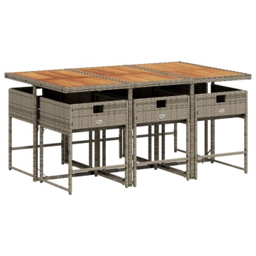 Set mobilier de grădină cu perne, 7 piese, gri, poliratan - Img 4