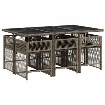 Set mobilier de grădină cu perne, 7 piese, gri, poliratan - Img 3