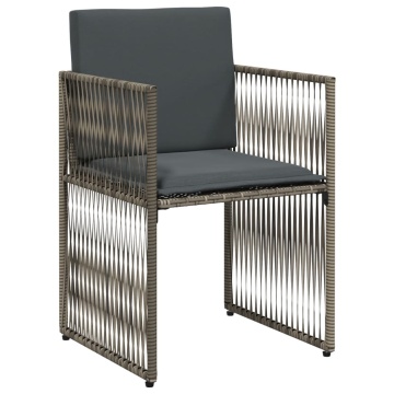 Set mobilier de grădină cu perne, 7 piese, gri, poliratan - Img 8