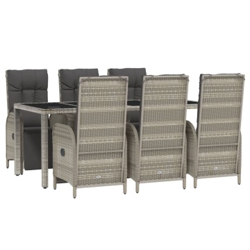 Set mobilier de grădină cu perne, 7 piese, gri, poliratan - Img 3