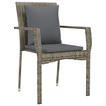Set mobilier de grădină cu perne, 7 piese, gri, poliratan - Img 8
