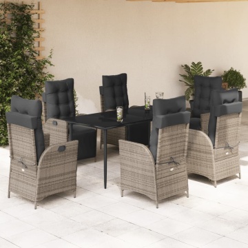Set mobilier de grădină cu perne, 7 piese, gri, poliratan - Img 1