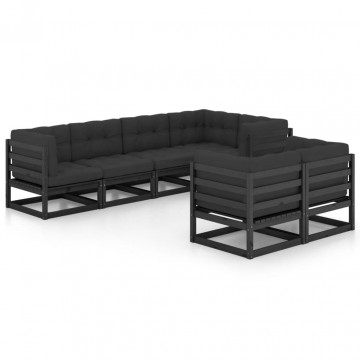 Set mobilier de grădină cu perne, 7 piese, lemn masiv de pin - Img 2