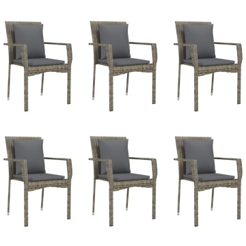 Set mobilier de grădină cu perne, 7 piese, negru/gri, poliratan - Img 4