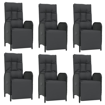 Set mobilier de grădină cu perne, 7 piese, negru/gri, poliratan - Img 4