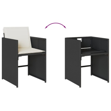 Set mobilier de grădină cu perne, 7 piese, negru, poliratan - Img 5