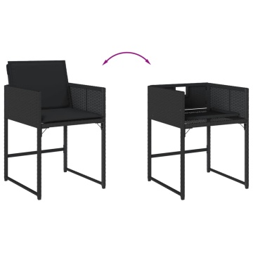 Set mobilier de grădină cu perne, 7 piese, negru, poliratan - Img 7