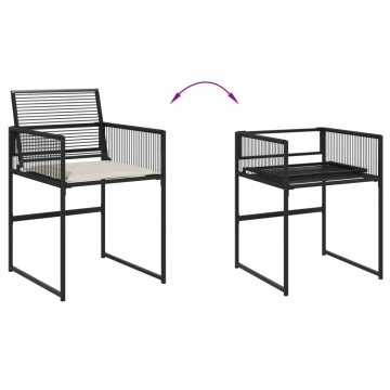 Set mobilier de grădină cu perne, 7 piese, negru, poliratan - Img 4
