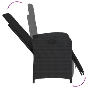 Set mobilier de grădină cu perne, 7 piese, negru, poliratan - Img 6