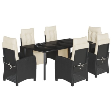 Set mobilier de grădină cu perne, 7 piese, negru, poliratan - Img 2