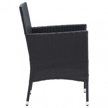 Set mobilier de grădină cu perne, 7 piese, negru, poliratan - Img 5