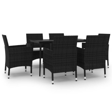 Set mobilier de grădină cu perne, 7 piese, poliratan și sticlă - Img 2