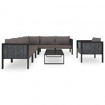 Set mobilier de grădină cu perne, 8 piese, antracit, poliratan - Img 2