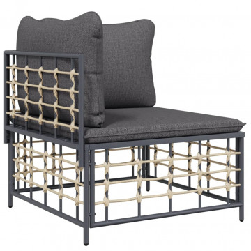 Set mobilier de grădină cu perne, 8 piese, antracit, poliratan - Img 2