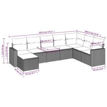 Set mobilier de grădină cu perne, 8 piese gri deschis poliratan - Img 3