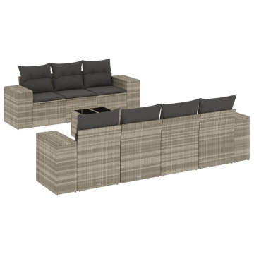 Set mobilier de grădină cu perne, 8 piese gri deschis poliratan - Img 2