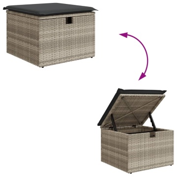 Set mobilier de grădină cu perne, 8 piese gri deschis poliratan - Img 7