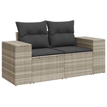 Set mobilier de grădină cu perne, 8 piese gri deschis poliratan - Img 3