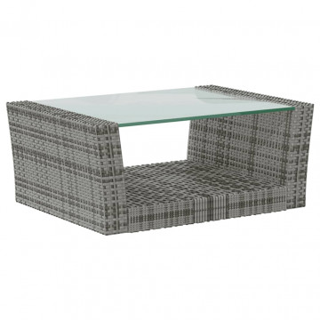 Set mobilier de grădină cu perne, 8 piese, gri, poliratan - Img 6