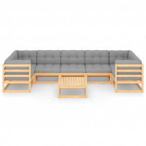Set mobilier de grădină cu perne, 8 piese, lemn masiv de pin - Img 2